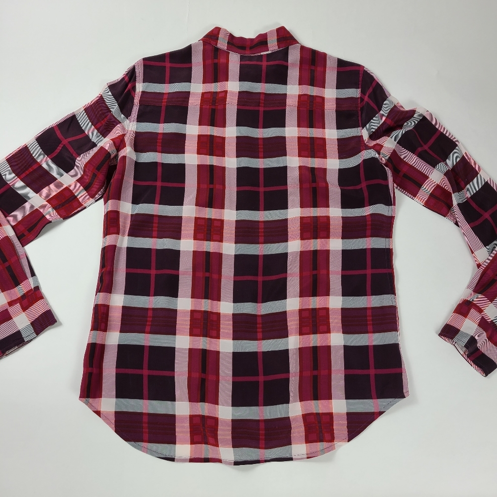 EQUIPMENT Pink Purple Plaid Silk Brett Shirt - S - Picture 5 of 6